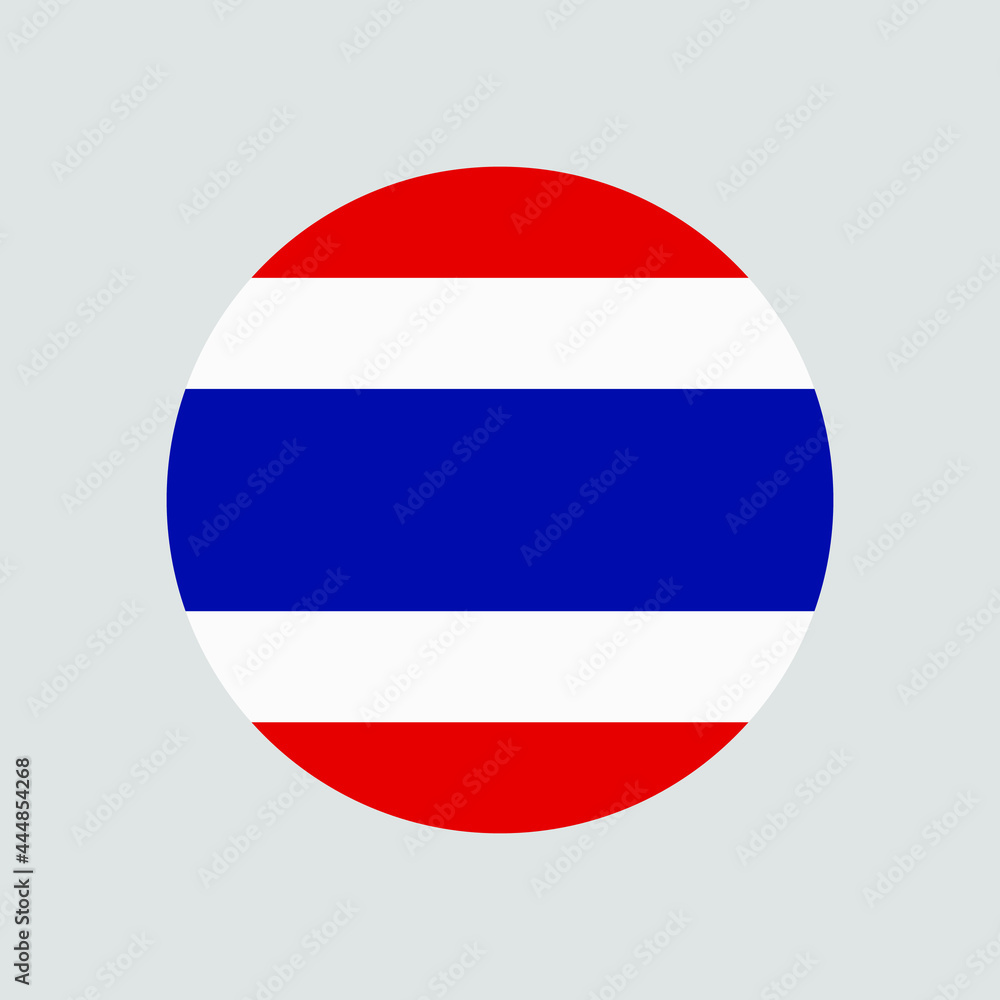 Round Thai flag vector icon isolated on white background. The flag of Thailand in a circle. Round Thai flag vector icon isolated on white background. The flag of Thailand in a circle.