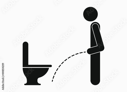 Man peeing on the floor. Person urinating. Vector icon isolated on white background.