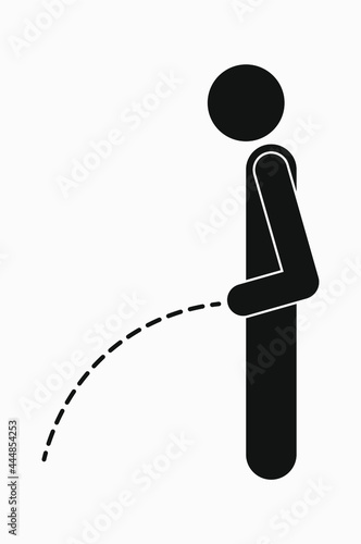 Man peeing. Person urinating. Vector icon isolated on white background.