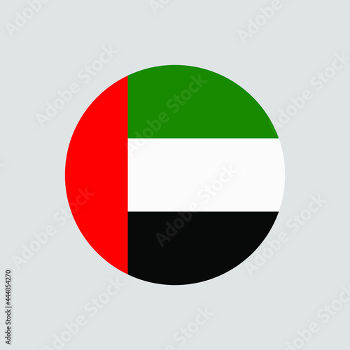 Round UAE flag vector icon isolated on white background. The flag of the United Arab Emirates in a circle.