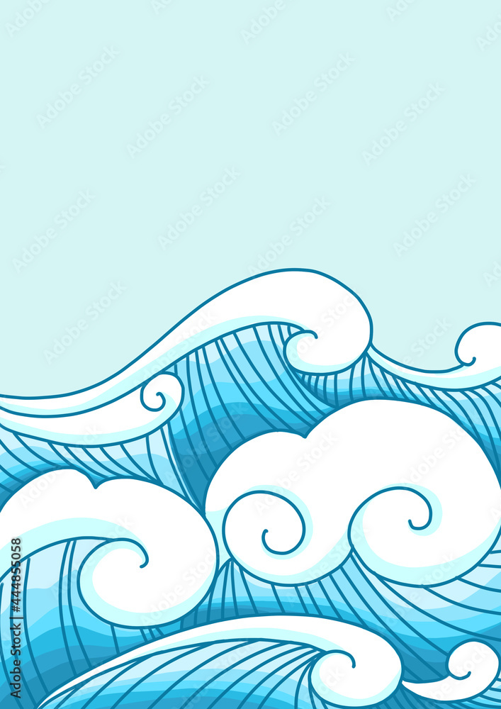 Ocean wave in modern oriental style border vector for decoration on Asia artwork theme design. Ocean wave in modern oriental style border vector for decoration on Asia artwork theme design.