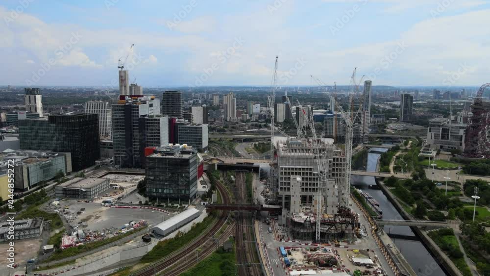 New building development UCL at Stratford East bank Olympic Park drone footage Summer 2021 New building development UCL at Stratford East bank Olympic Park drone footage Summer 2021