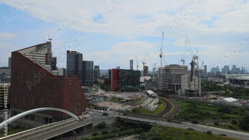 Stratford one building Queen Elizabeth Olympic Park Stratford East London rising drone footage photo