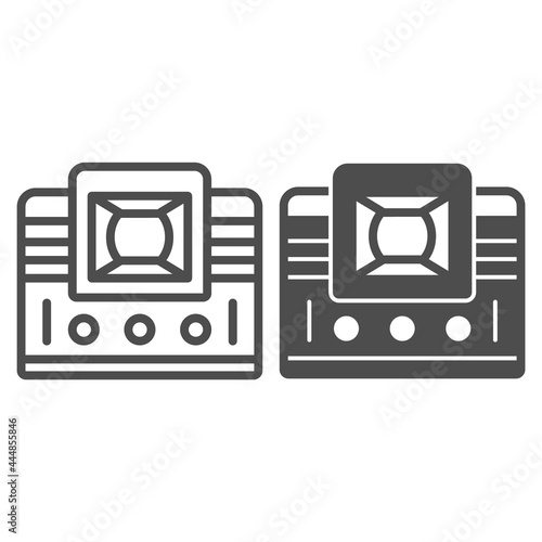 Retro TV with lens line and solid icon, monitors and TV concept, vintage old tv with optic lens vector sign on white background, outline style icon for mobile concept and web design. Vector graphics.