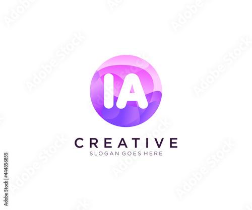 IA initial logo With Colorful Circle template vector.