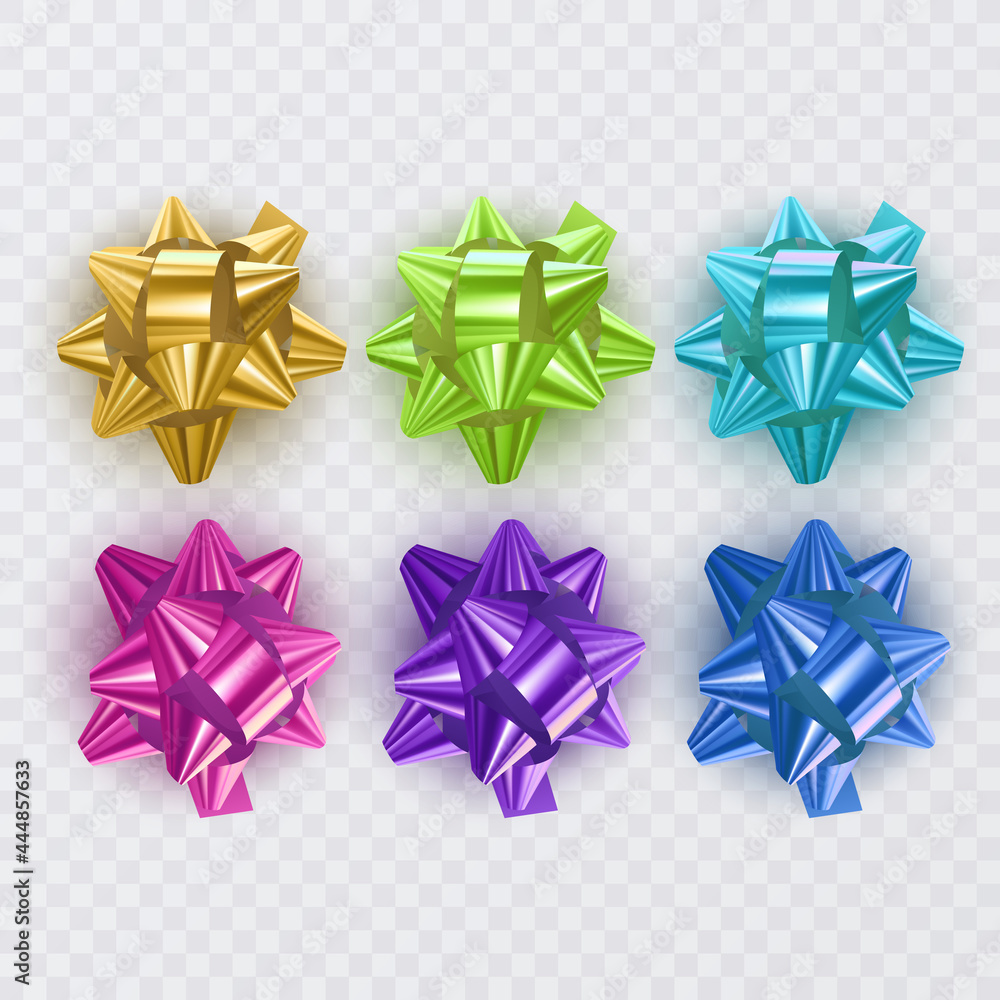 Set of gift ribbons with colorful Bow. Gift Elements For Card Design. Holiday Background. Vector Illustration Set of gift ribbons with colorful Bow. Gift Elements For Card Design. Holiday Background. Vector Illustration