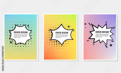 Pow, colorful speech bubble and explosions in pop art style. Elements of design comic books. Vector illustration