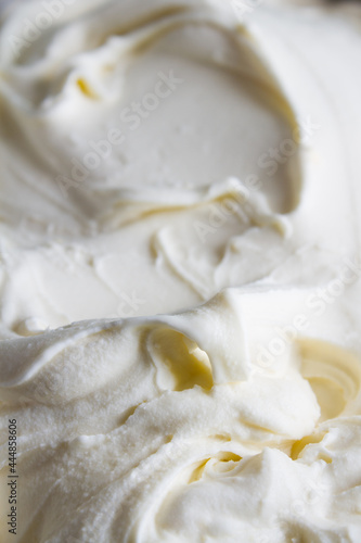 Soft vanilla ice cream close up