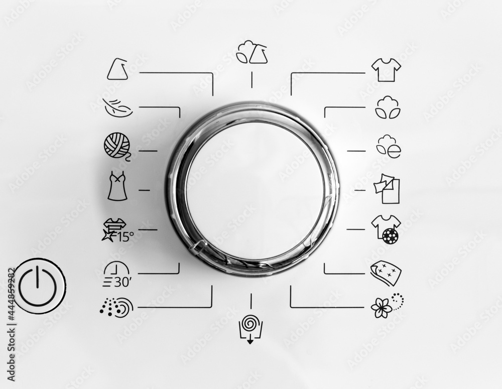 Knob for selecting the modes of washing on the washing machine. Stock