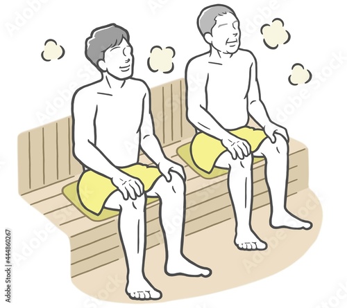 サウナに入る男性二人