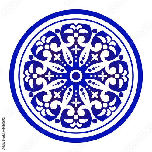 blue and white decorative round