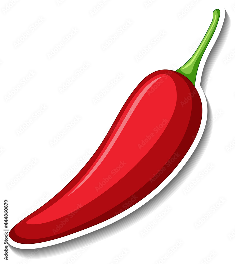 Red chilli sticker on white background Red chilli sticker on white background