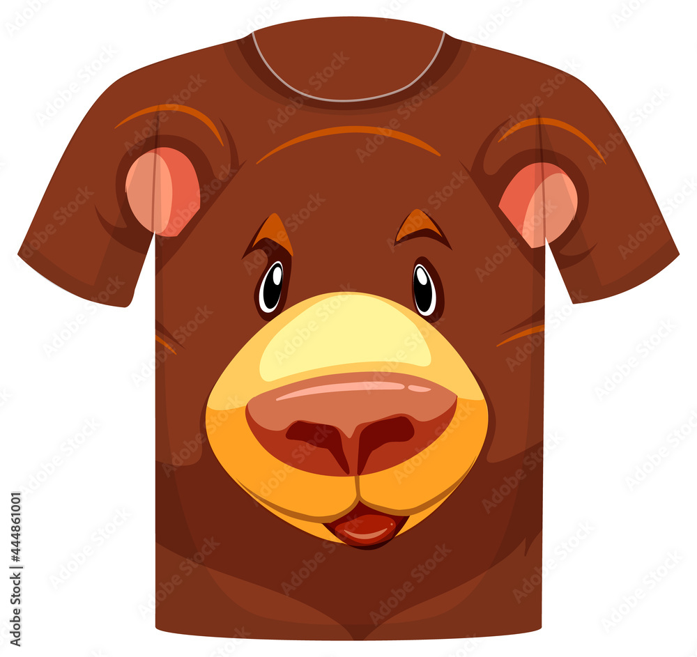 Fototapeta premium Front of t-shirt with grizzly bear pattern