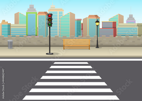 Crossroads with traffic lights
