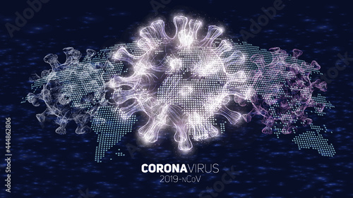 Mutating virus concept and new coronavirus variant outbreak or covid-19 viral cell mutation and influenza background as dangerous flu strain with disease cells as a 3D render.