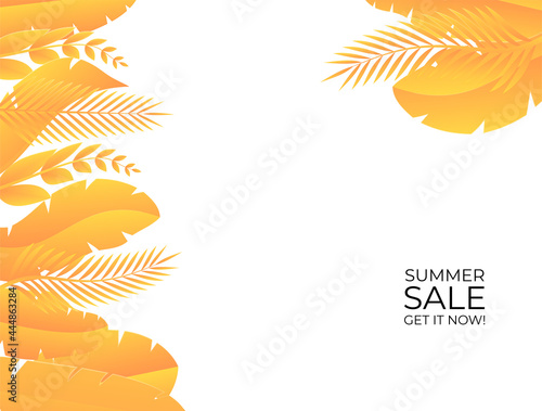 Wallpaper Mural Summer sale banner template. Social media post or story template. Green and orange leaves floral background for banner, poster, backdrop, flier and more Torontodigital.ca
