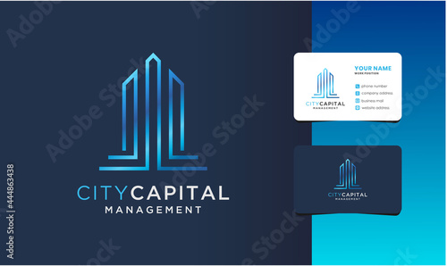capital management logo with business card design.