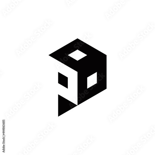 p initial box logo design vector template