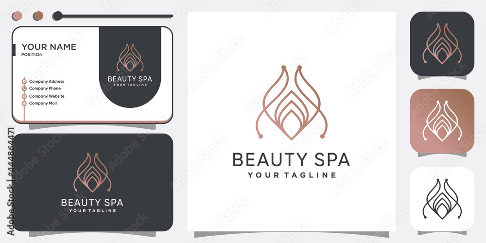 Beauty and spa logo design with line concept Premium Vector
