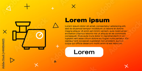 Line Kitchen meat grinder icon isolated on yellow background. Colorful outline concept. Vector