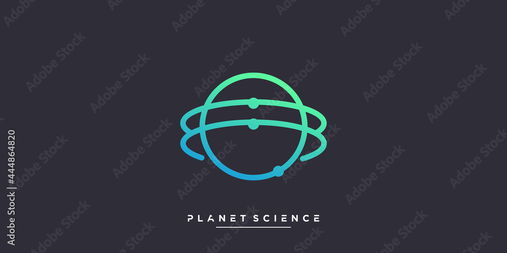 Planet logo with science and molecule concept Premium Vector part 1