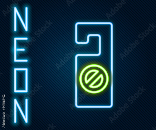 Glowing neon line Please do not disturb icon isolated on black background. Hotel Door Hanger Tags. Colorful outline concept. Vector