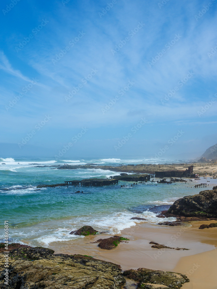 Wreck of a floating dock (in 1902) at Glentana near Mossel bay, Garden Route, Western Cape. South Africa Wreck of a floating dock (in 1902) at Glentana near Mossel bay, Garden Route, Western Cape. South Africa