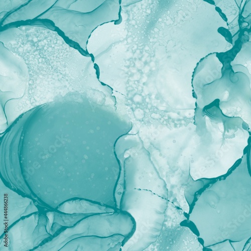 Seamless pattern of alcohol ink divorces amid green see
