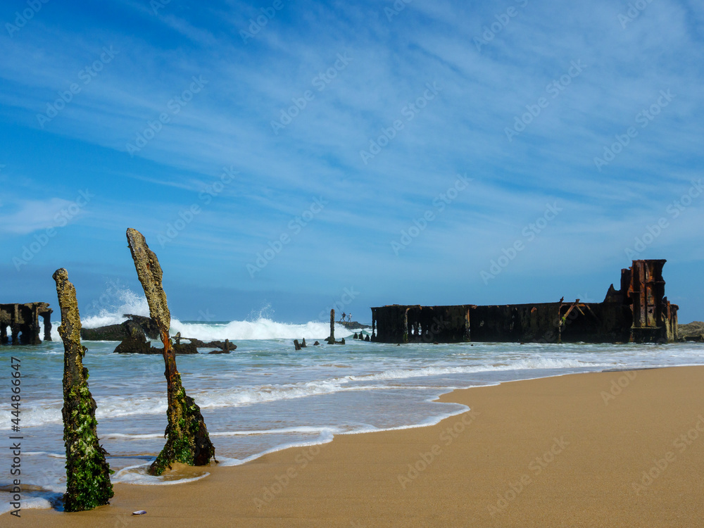 Wreck of a floating dock (in 1902) at Glentana near Mossel bay, Garden Route,   Western Cape. South Africa