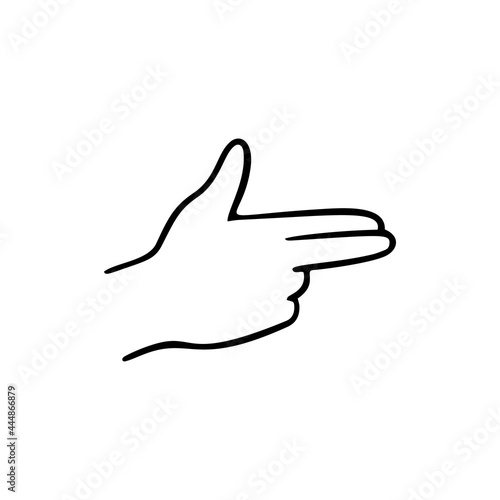 Bang bang. Gesture human hand. Vector doodle illustration.