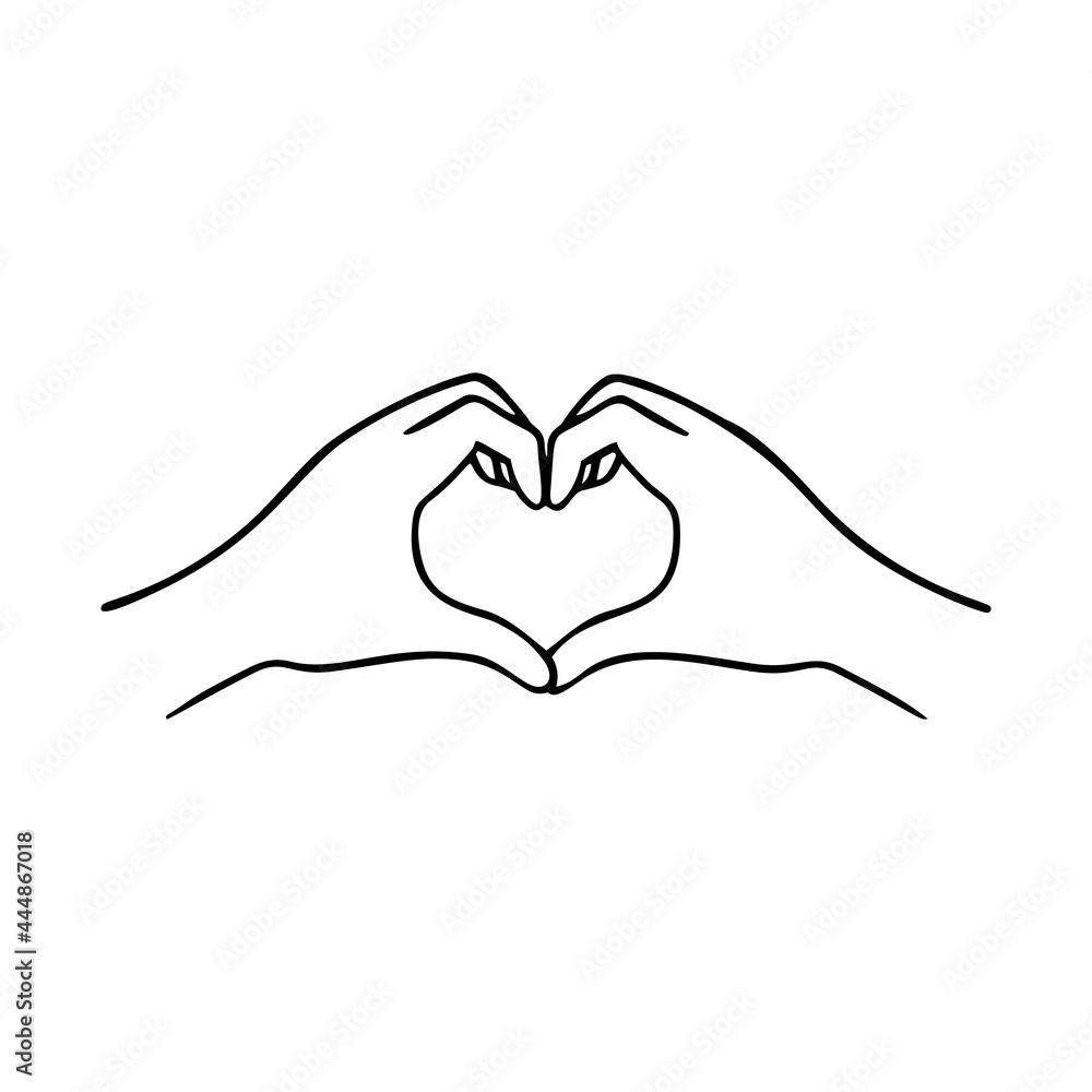 Fototapeta premium Love. Gesture human hand. Vector doodle illustration.