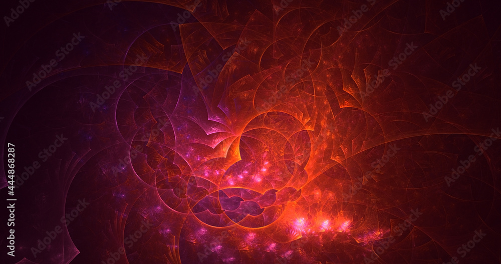 3D rendering abstract multicolor fractal light background