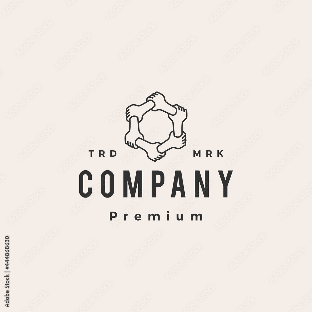 six hand holding each other team work family hipster vintage logo vector icon illustration six hand holding each other team work family hipster vintage logo vector icon illustration