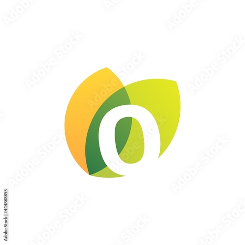 zero 0 number leaf overlapping color logo vector icon illustration