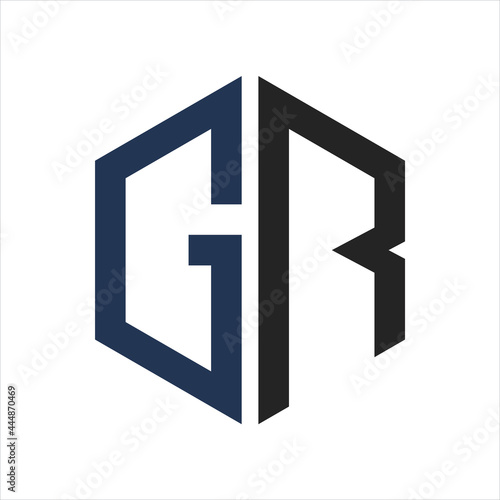creative simple design logo initial GR hexagon