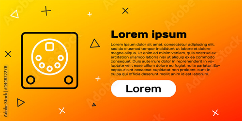 Line Drum machine icon isolated on yellow background. Musical equipment. Colorful outline concept. Vector