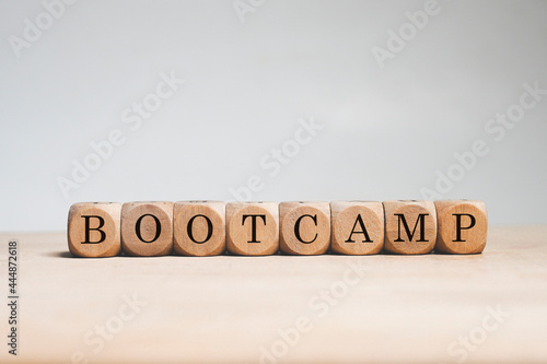 Bootcamp word cube on white background