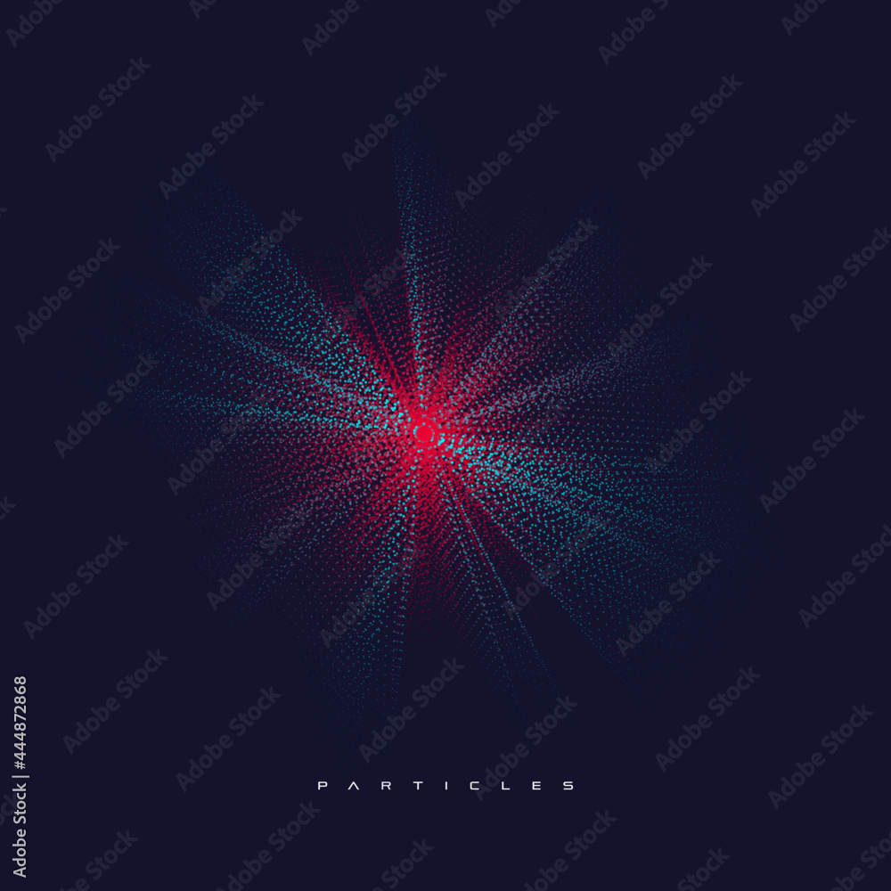 Abstract particle 3d background element, hi-tech and big data algorithms visualization vector illustration with shining dots composition. Abstract particle 3d background element, hi-tech and big data algorithms visualization vector illustration with shining dots composition.
