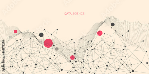 Trendy abstract array with dynamic particles background. Data science or technology element. Cyber technology vector illustration.