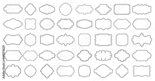Vintage frames. Retro empty label border, simple elegant tag frame, decorative badge. Blank victorian labels for package decoration vector set. Sticker for greeting or wedding cards