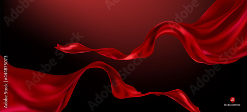 Abstract vector flying wave silk or satin fabric on white background for grand opening ceremony or other occasion