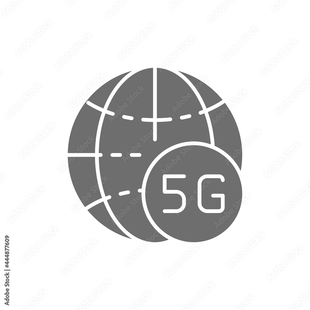 Global 5G internet grey icon. Isolated on white background Global 5G internet grey icon. Isolated on white background