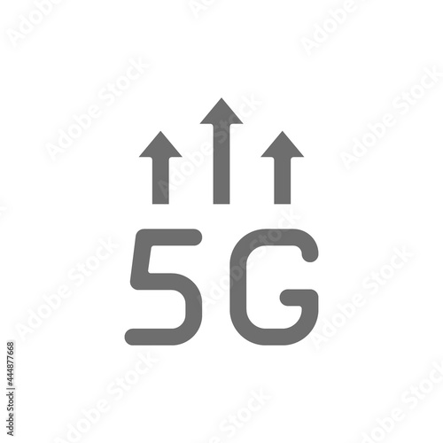 5G wireless internet grey icon. Isolated on white background