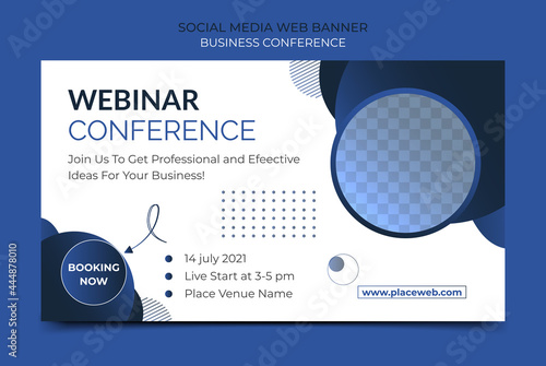 Business webinar Conference Concept Banner Template or social media horizontal banner. Live conference banner design template design