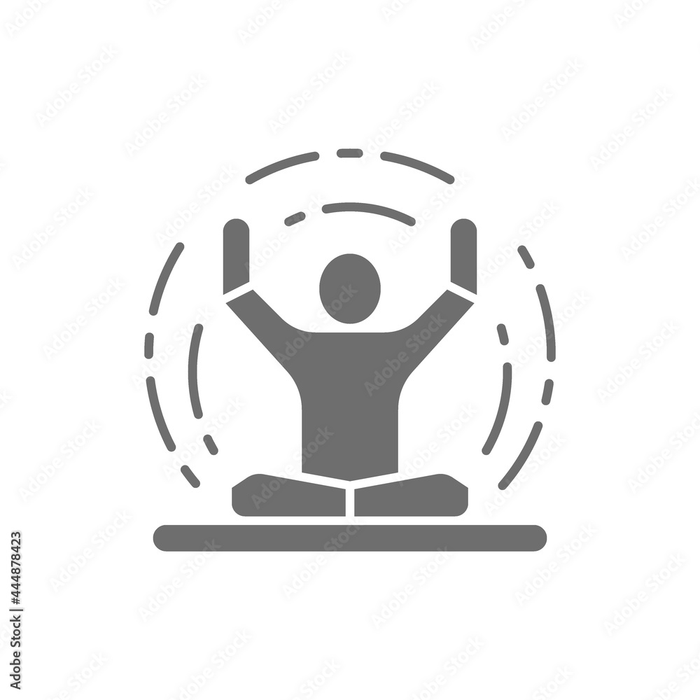 Vector meditation, yoga, lotus position grey icon. Vector meditation, yoga, lotus position grey icon.