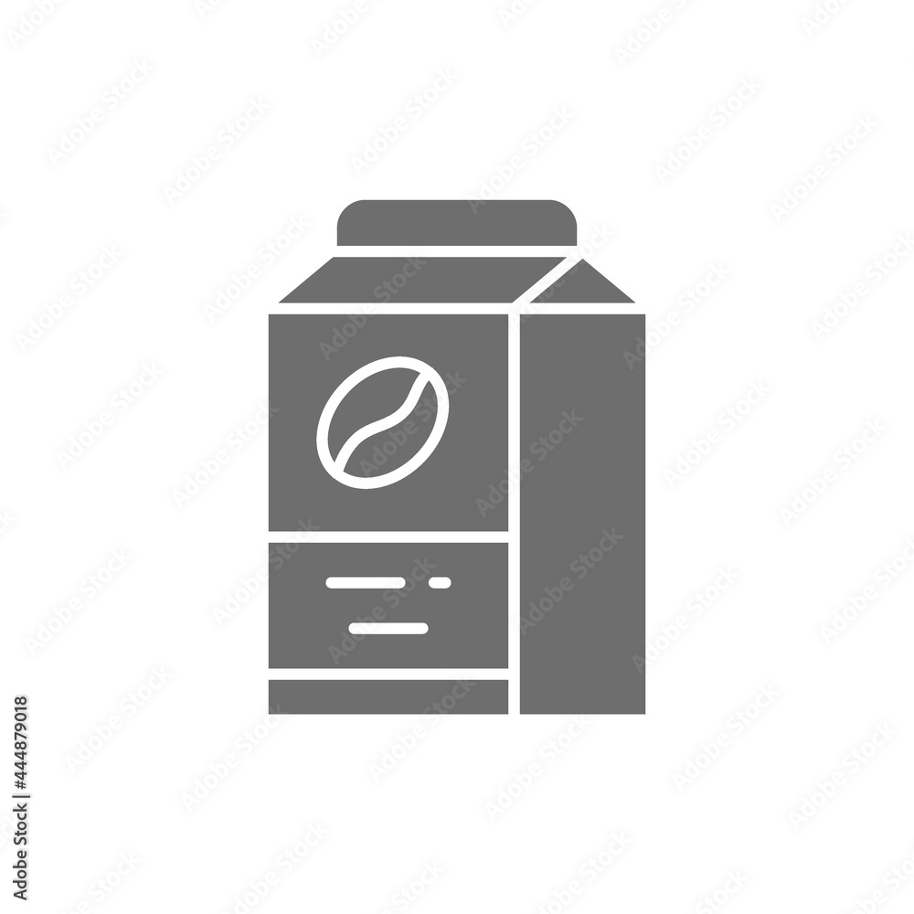 Vector coffee package, food packaging grey icon. Vector coffee package, food packaging grey icon.