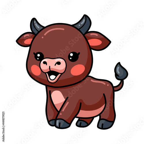 Cute happy baby bull cartoon