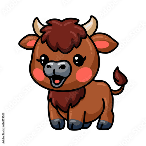 Cute happy baby yak cartoon