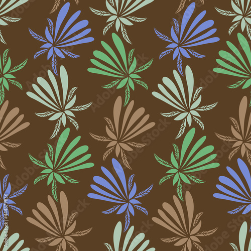Vector seamless colorful design pattern botanical cute spring herbs and flowers