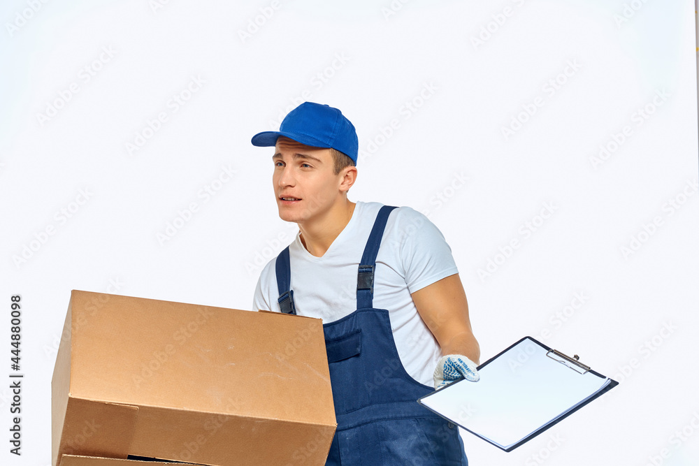 man in work uniform courier delivery service professional man in work uniform courier delivery service professional